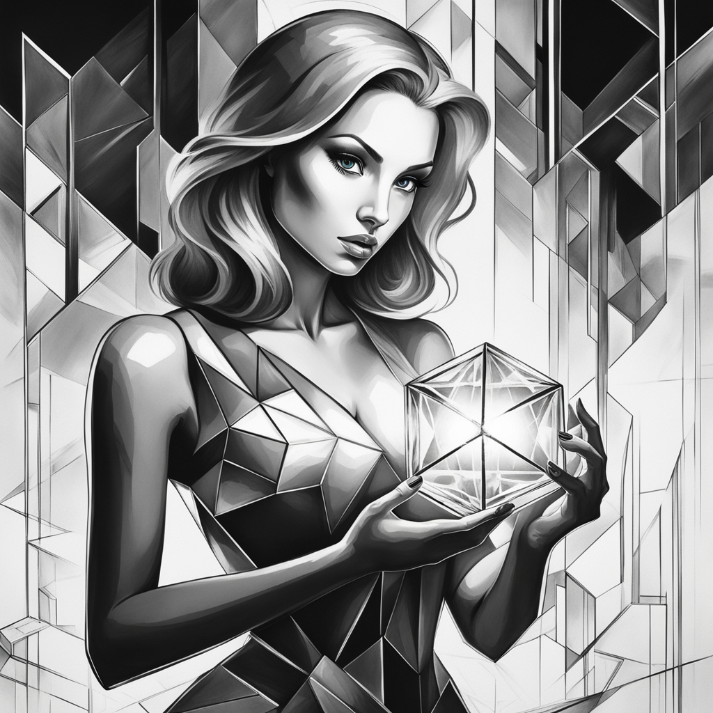 44867-2626308817-breathtaking Perfect Cubism. Fantasy ink painting. Beautiful woman holding a small glowing cube. complete body. 16k. Selective c.png